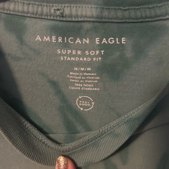 American Eagle Outfitters Men's Blue and Green Tie-Dye T-shirt Sz Medium, UC - Picture 2 of 5